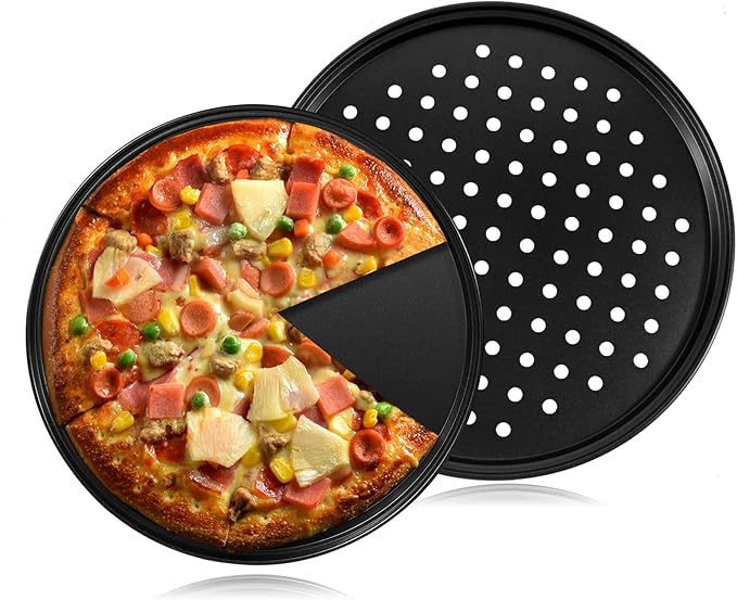 披萨盘,圆形披萨锅套装 12 英寸,不粘披萨烤箱托盘,mobzio 烧烤披萨盘